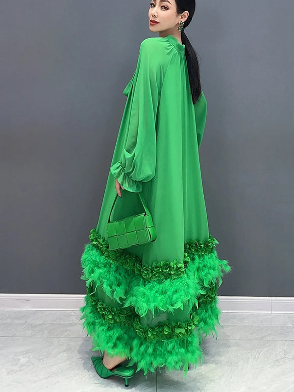 Tasel Spliced Design Elegant Long Dress
