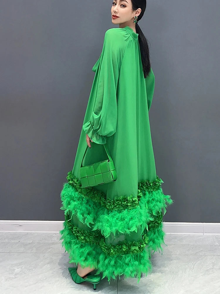 Tasel Spliced Design Elegant Long Dress