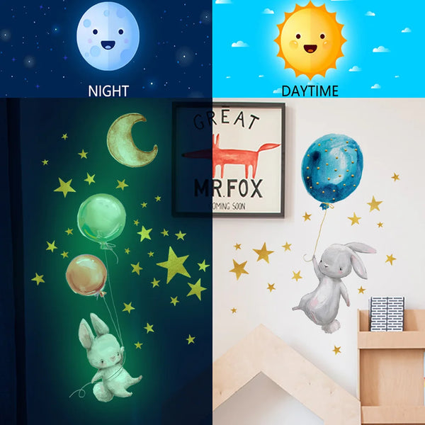 Cartoon Bunny Balloon Wall Sticker Kids Room