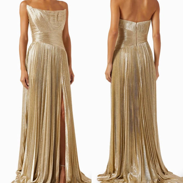 Draped A-line Strapless Bespoke Length Dress