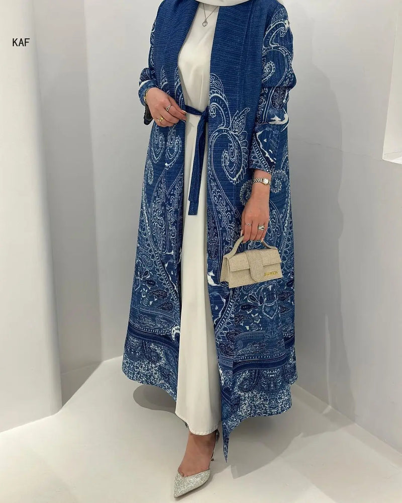 Retro Printed Long Sleeved Abaya