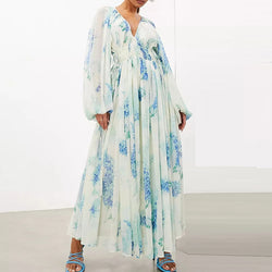 Elegant V-neck Long Sleeve Dress