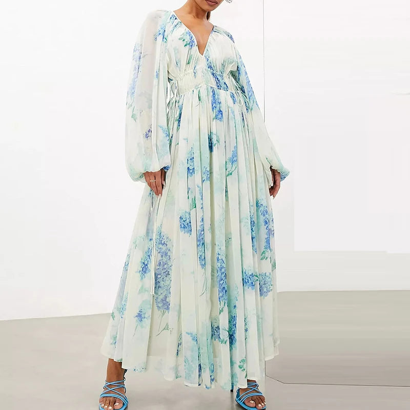 Elegant V-neck Long Sleeve Dress