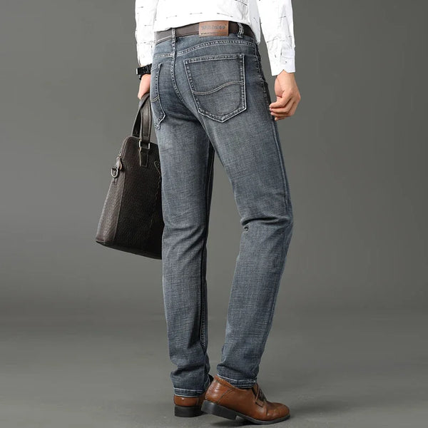Spring Autumn Straight Elastic Slim Fit Casual Work Pants