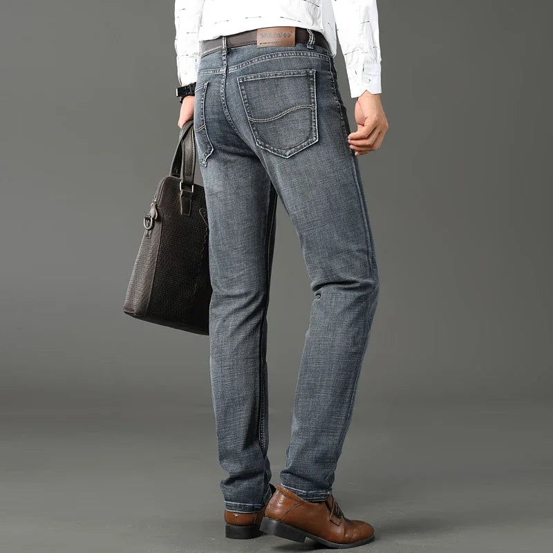Spring Autumn Straight Elastic Slim Fit Casual Work Pants