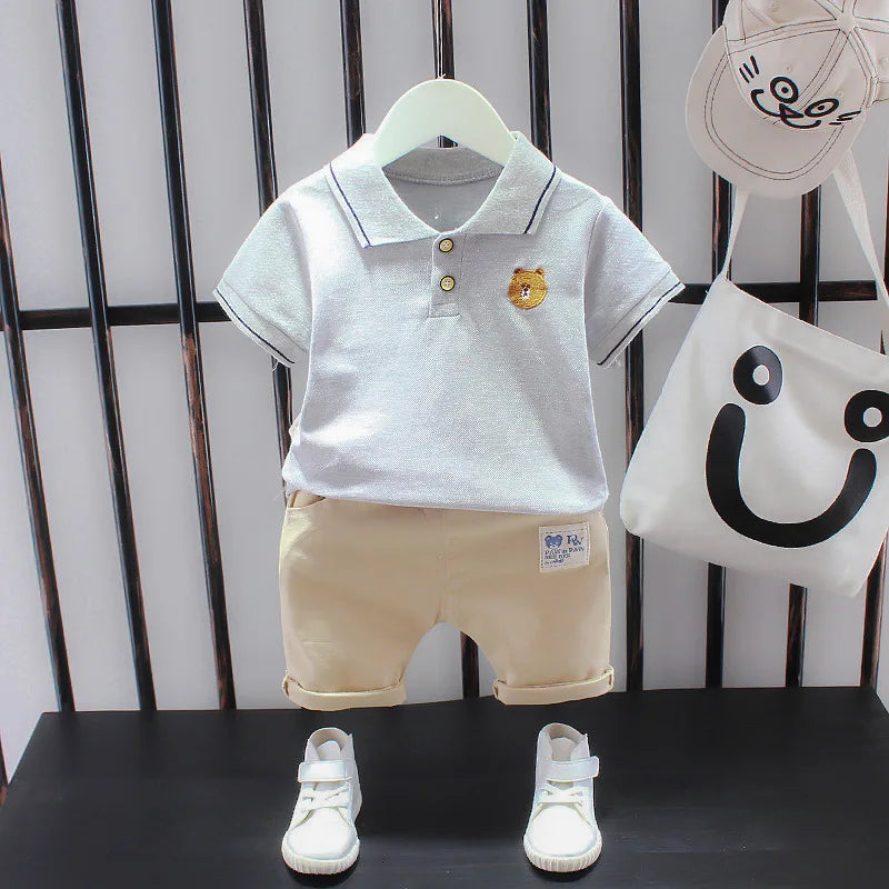 Summer Short Sleeve T Shirt and Shorts 2Pcs/Suit