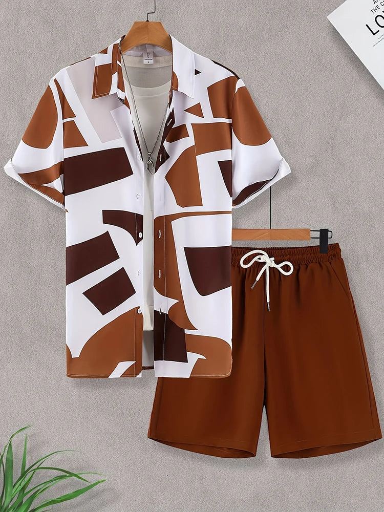 Everyday Short-sleeved Shirt And Sports Shorts Set