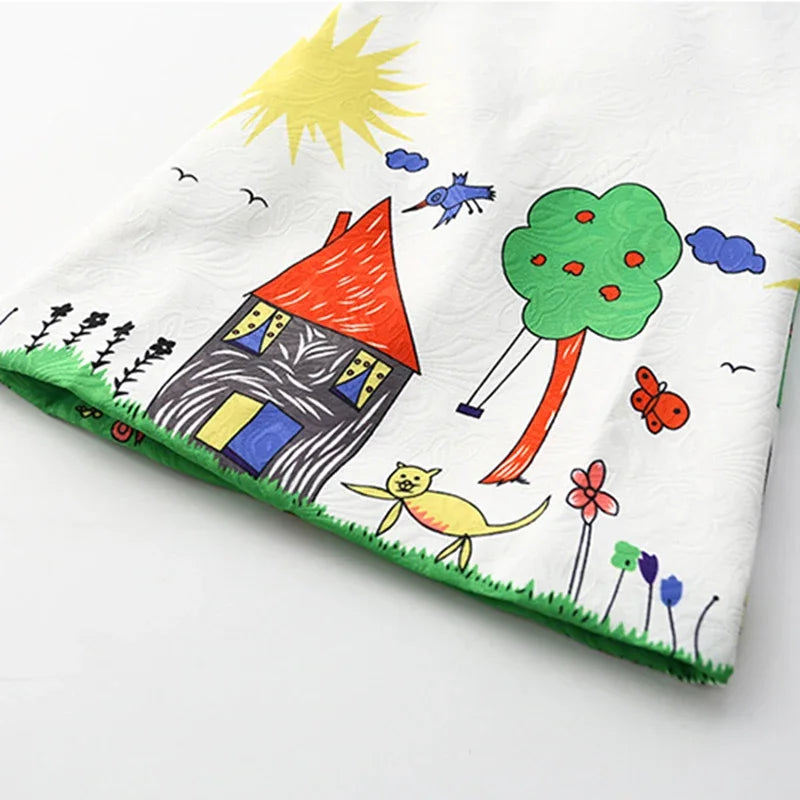 Cute Cartoon Graffiti Print Sleeveless Princess Dress