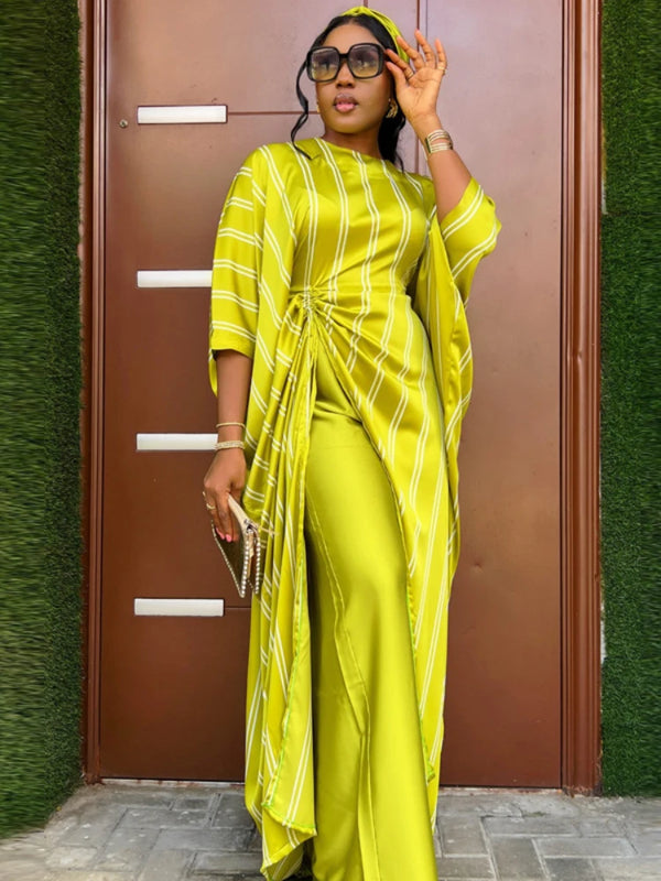 Asymmetrical Split Maxi Top and Wide Leg Pants Two Pieces