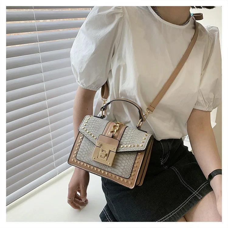 Rivet Snake Pattern Bag