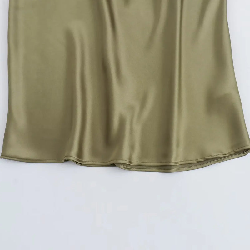 Sleeveless Temperament Silk Midi Long Dress