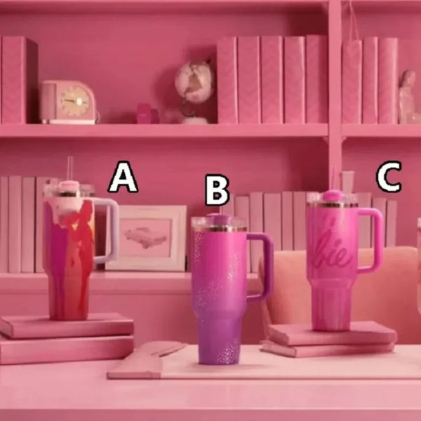 Pink Stainless Steel Tumblers with handle