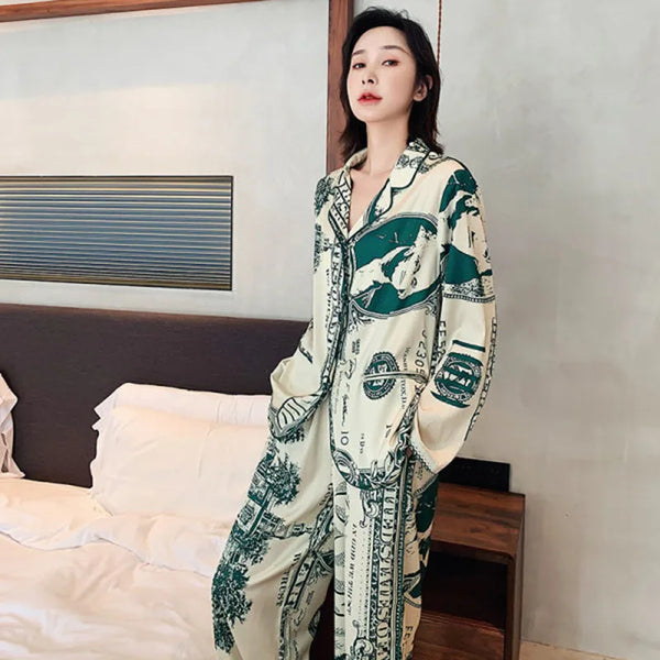 Cardigan Lapel Home Wear Two-Piece E