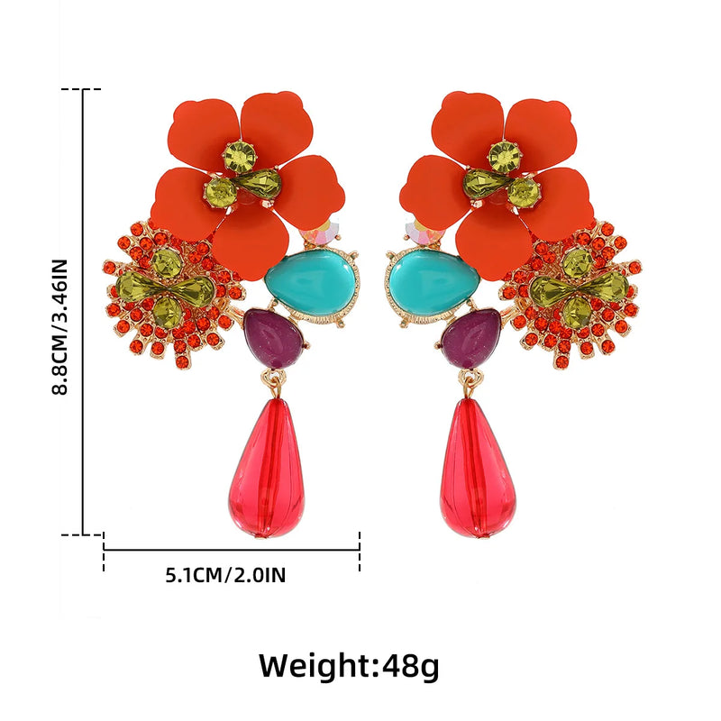 Elegant Colorful Resin Rhinestone Earrings