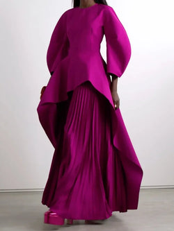 CAMINA New Spring Fuchsia Banquet Long Sleeve Dress