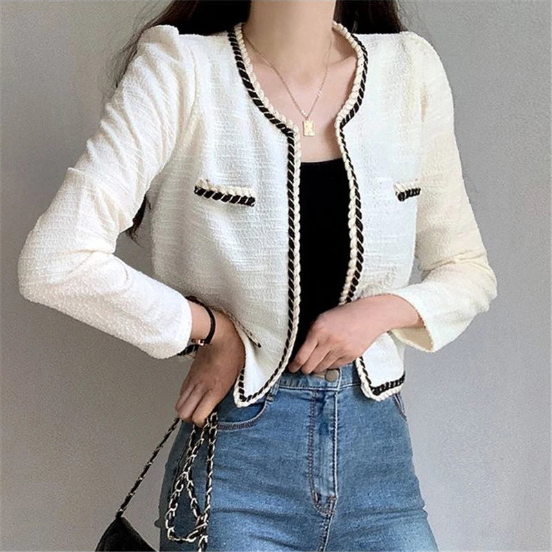 Chic Early Autumn Lace Trim Ort Coat