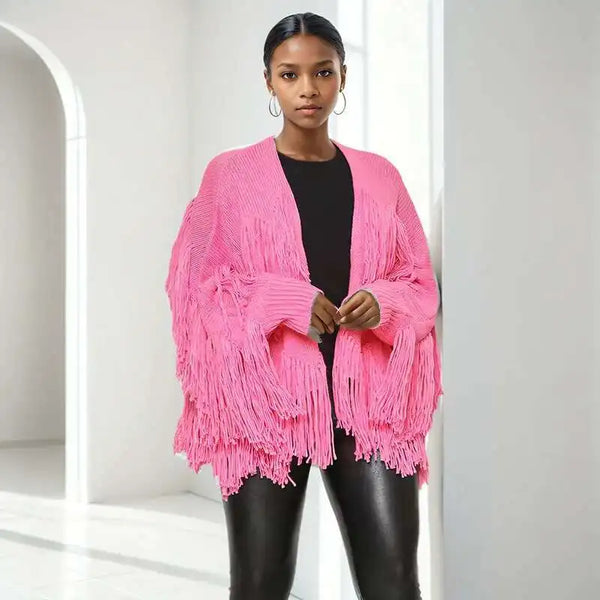 Casual Knitted Cardigan Tassel Sweater