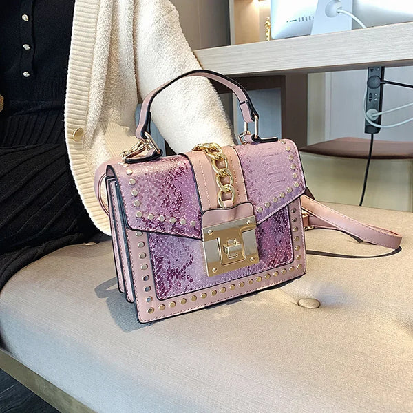 Rivet Snake Pattern Bag