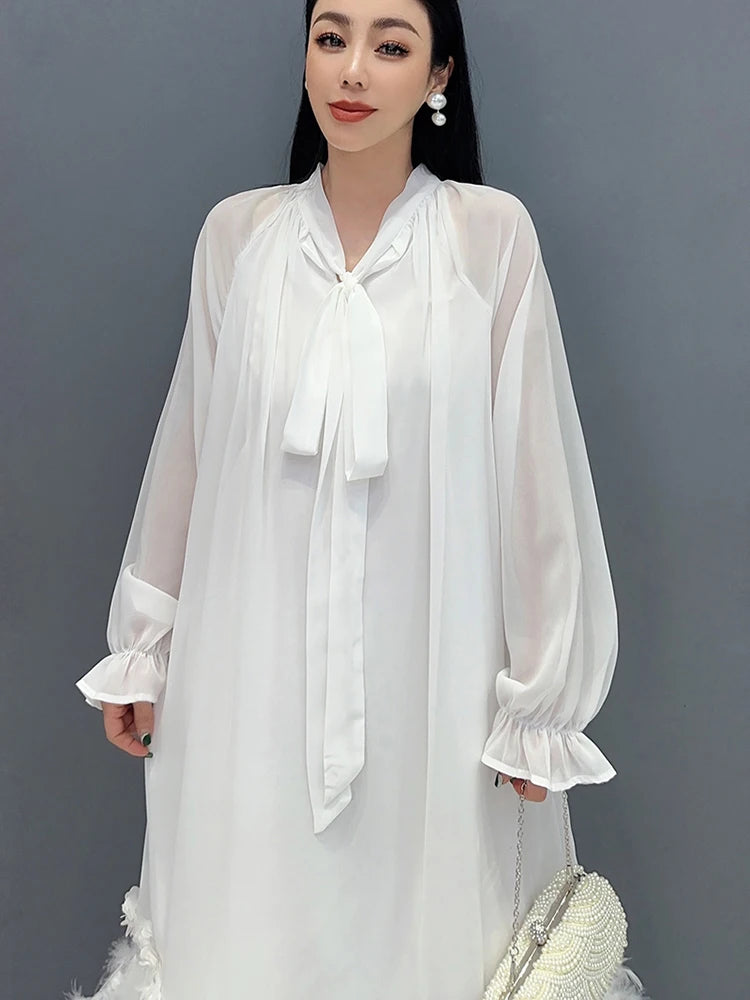 Tasel Spliced Design Elegant Long Dress