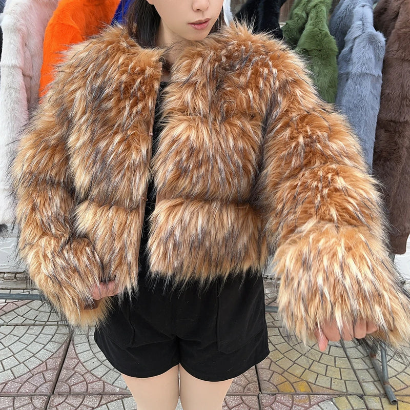 Faux Fur Coat Women's Jacket Winter Warm Thick Fox