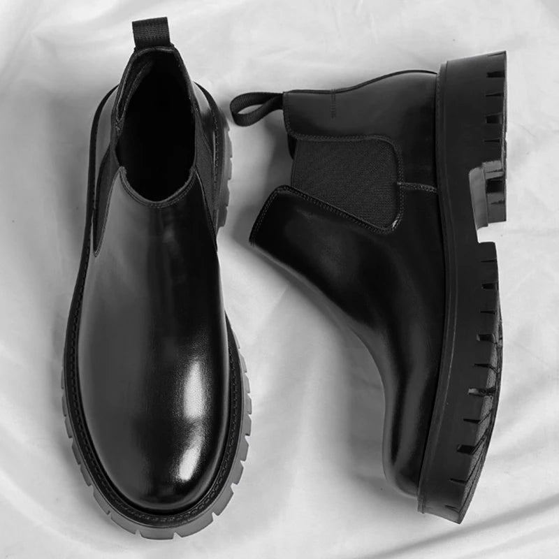 Classic Retro Chelsea Leather Ankle Boots