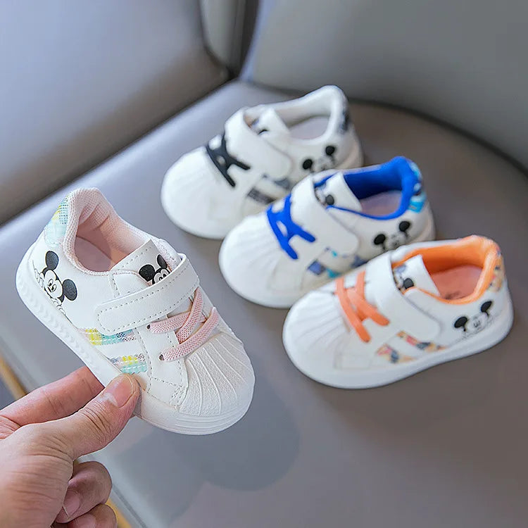 Disney White Casual Sneaker Mickey Mouse Kids Sports Shoes Toddler