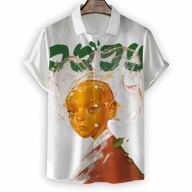 Beach Modern Button Lapel Streetwear Men's Short Sleeve Shirt