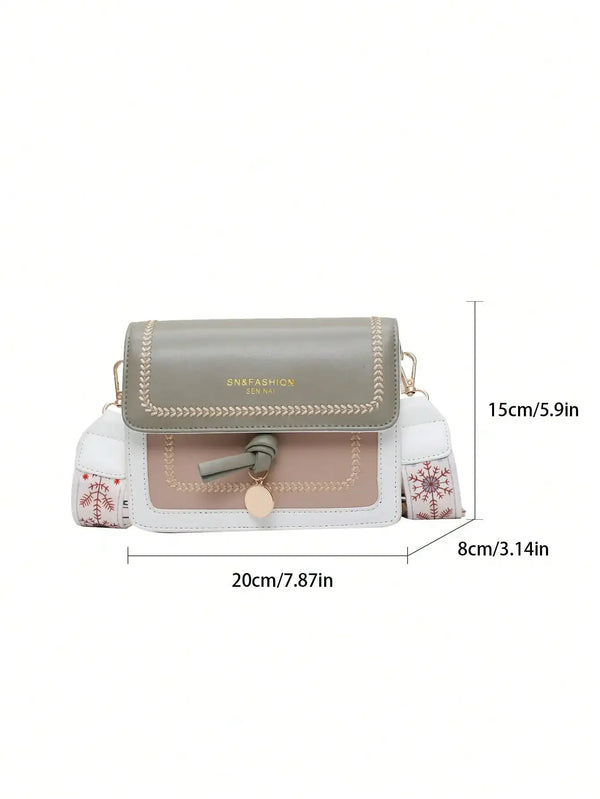 Crossbody Square Bag with Wide Shoulder Strap