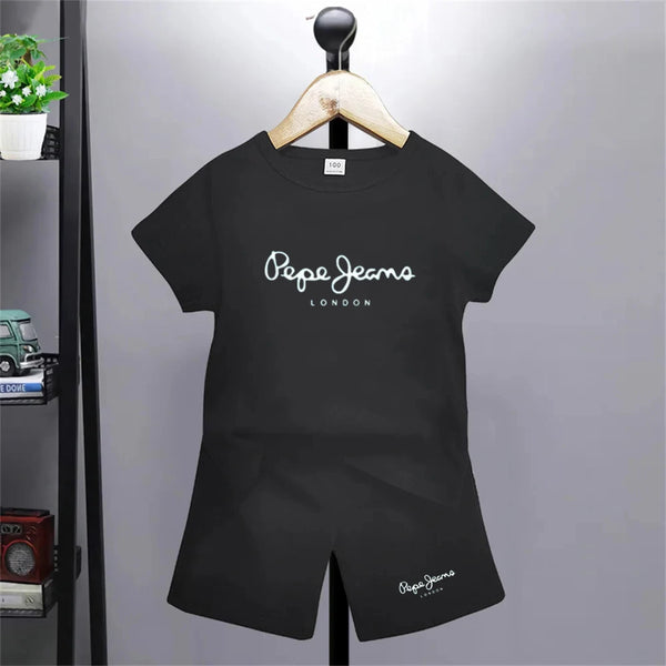 Brand letter printing girl Boy Age 3-12 T-shirt+shorts Sets