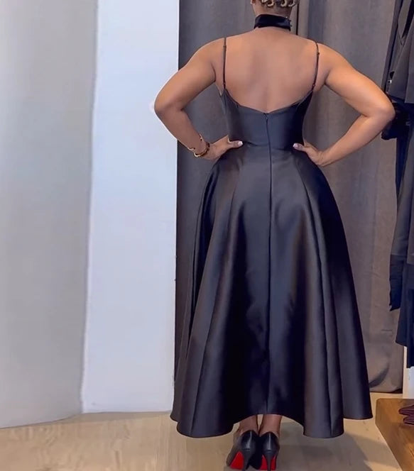 Elegant Camisole V-Neck High Waist Slimming A-Line Dress