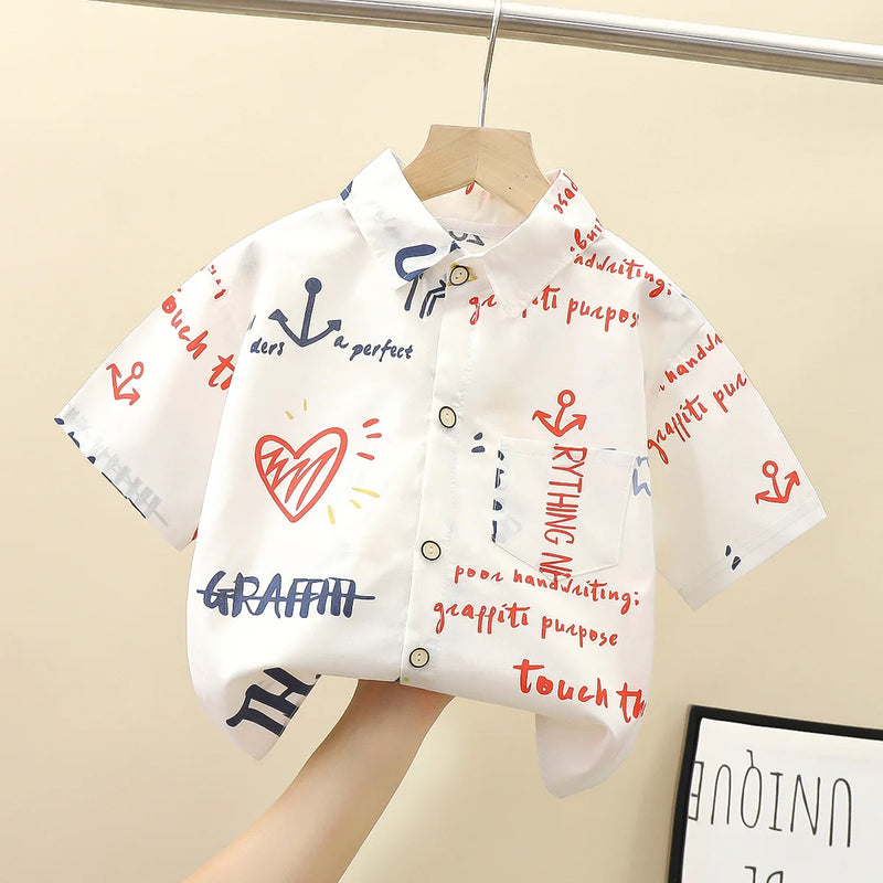 Cotton Short sleeved Shirts Summer Boys