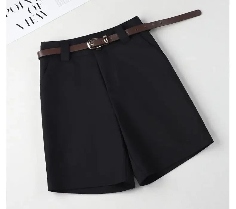 Summer Thin Four-point Slim High Waist A-line Casual Wide-leg Short