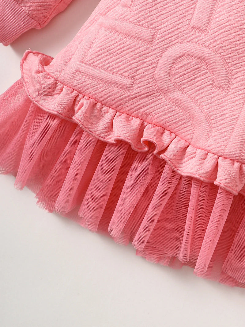 2-7 Years Girls Embossed Letter Long Skirt