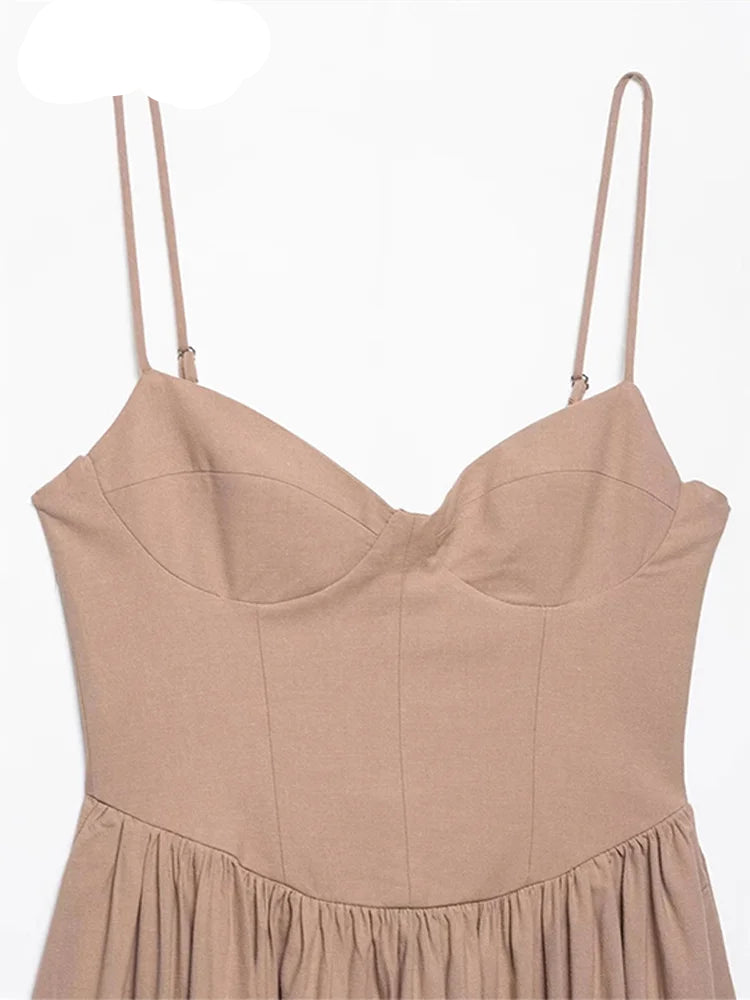 V-neck Backless Sleeveless A-line Dress