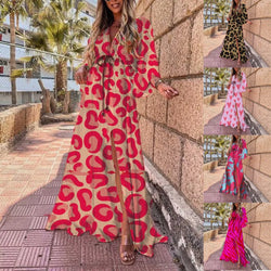 V-neck Bohemian Beach Slit Dress