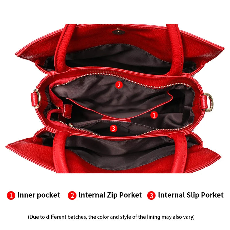 Classic embossed women's bag leather pit bag