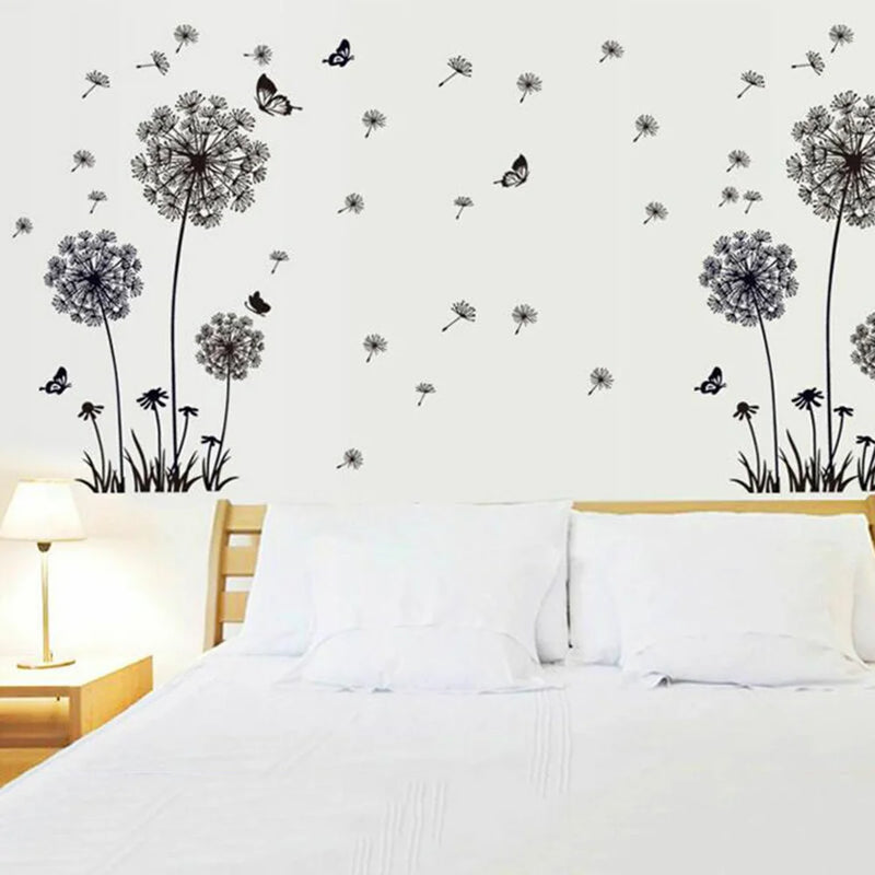 Black Dandelion Sitting Room Bedroom Wall Stickers