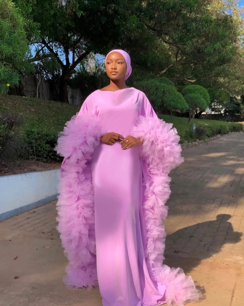 Beautiful Ruffles Trimmed Long kaftan Puffy Bubu