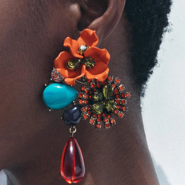 Elegant Colorful Resin Rhinestone Earrings