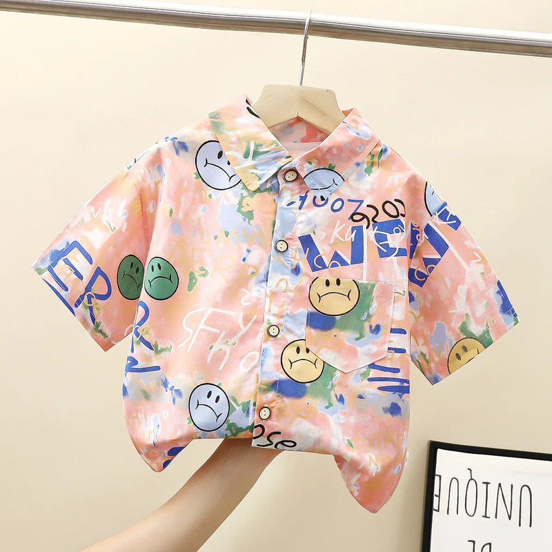 Cotton Short sleeved Shirts Summer Boys