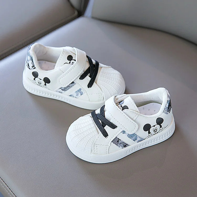 Disney White Casual Sneaker Mickey Mouse Kids Sports Shoes Toddler