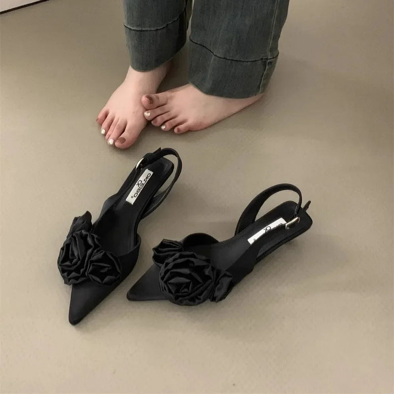 Elegant Sandals High Heeled Sweet Rose