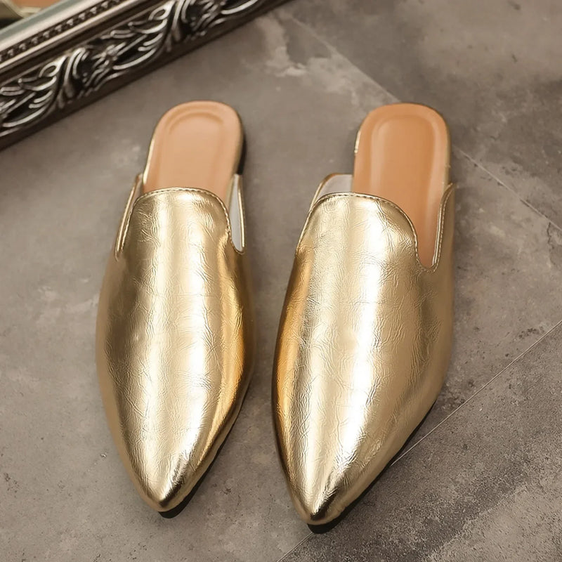 Summer Flat Shoes Women Closed Toe Slippers Slip