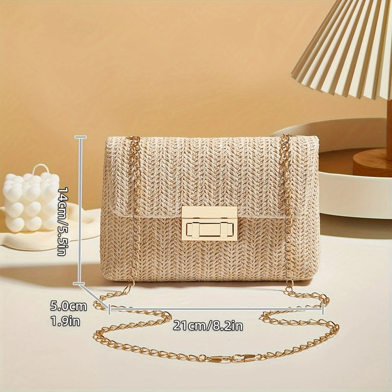 Woven Straw Handwoven Purse with Lock Closure