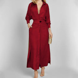 Boho Sexy V-neck Flare Long Sleeve Maxi Dress