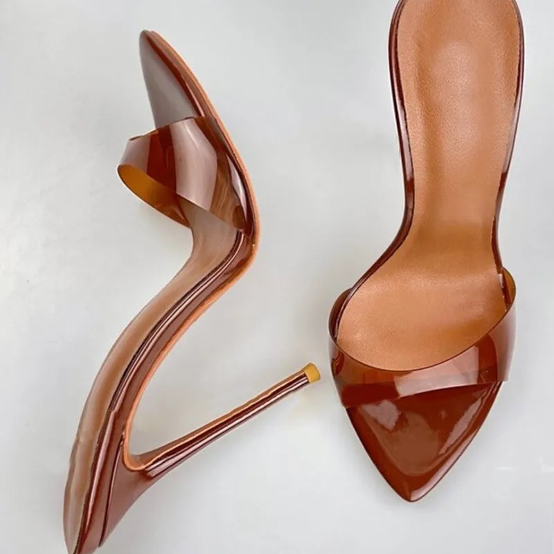 Transparent Slippers Pointe Toe Thin Heels