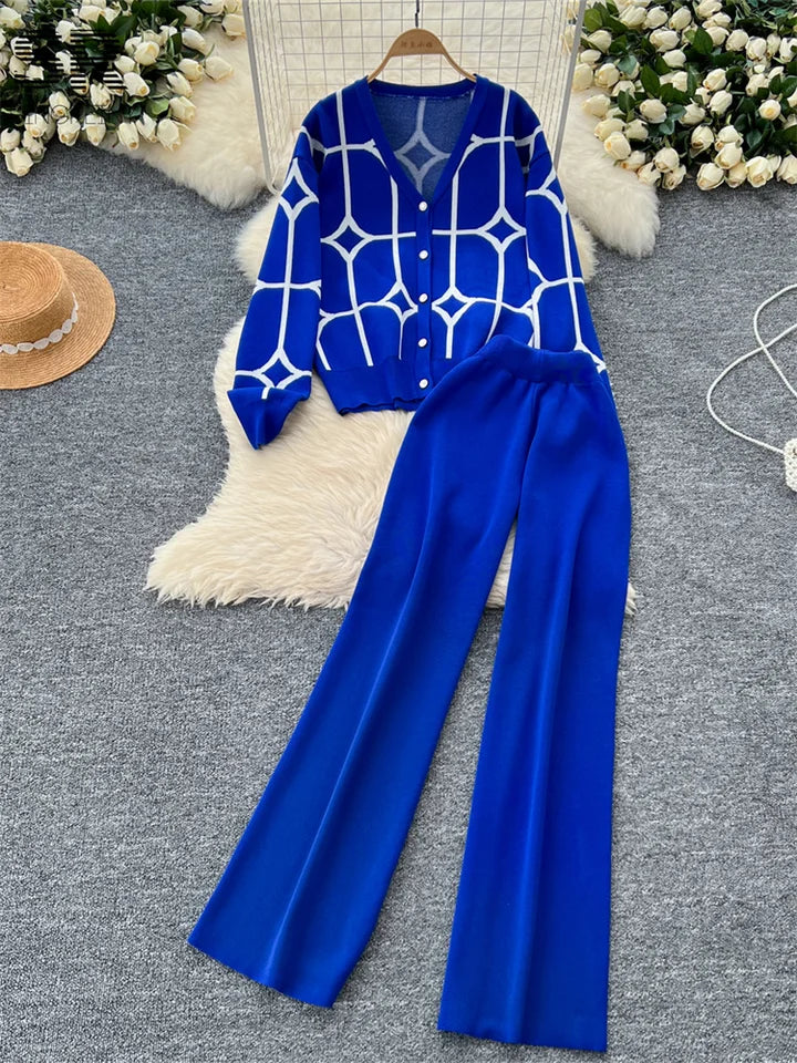SINGREINY Cardigan+Wide Leg Long Pants