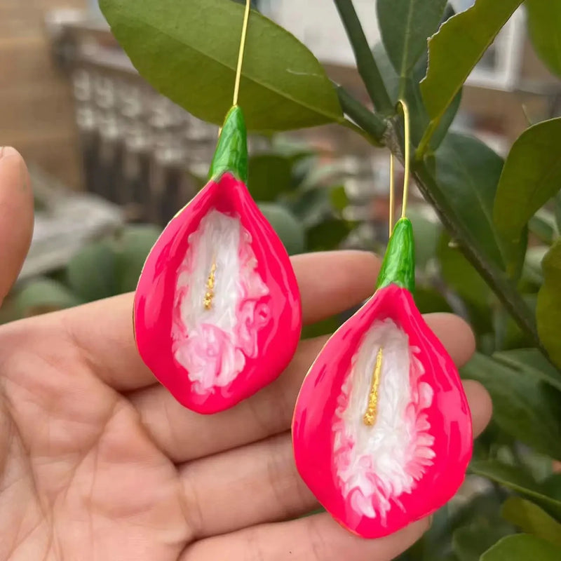 Sweet Temperament Wave Dot Leaf Flower Earrings