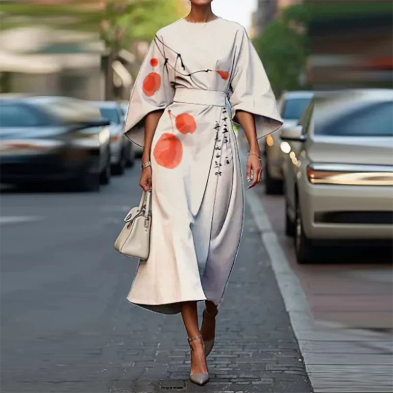 Elegant O-neck Half Sleeved Bohemian Vintage Dress