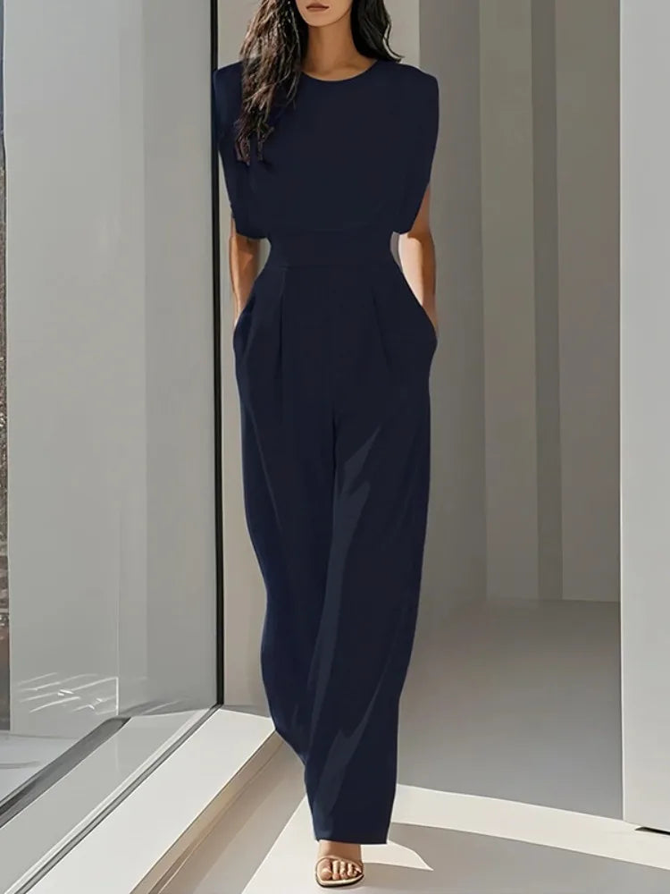 Summer Sleeveless Loose Pleated High Waist Urban Jumpsuits
